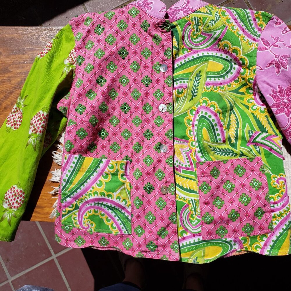 Preppy Pink And Green Embellished jacket